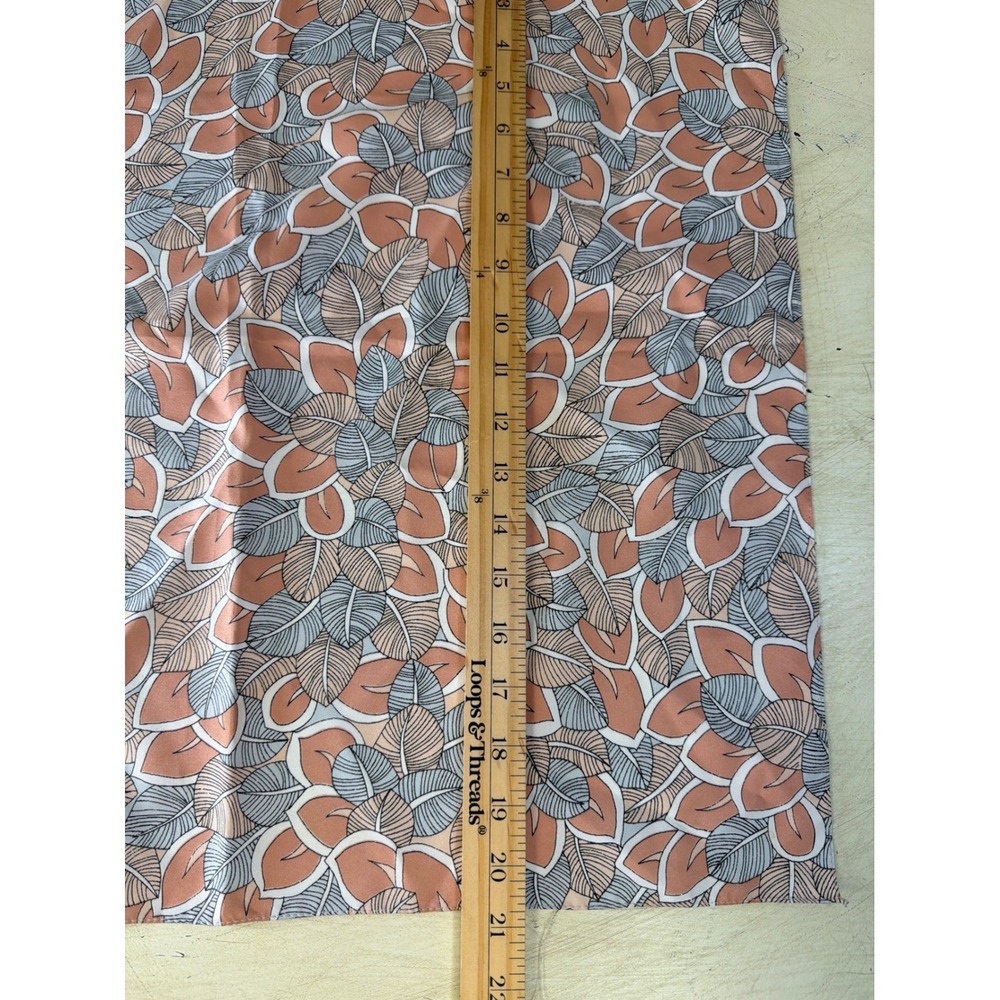 MSI Paris Scarf Womens OS Vintage Leaf Print Terracotta Grey Square Made in USA - Picture 6 of 6
